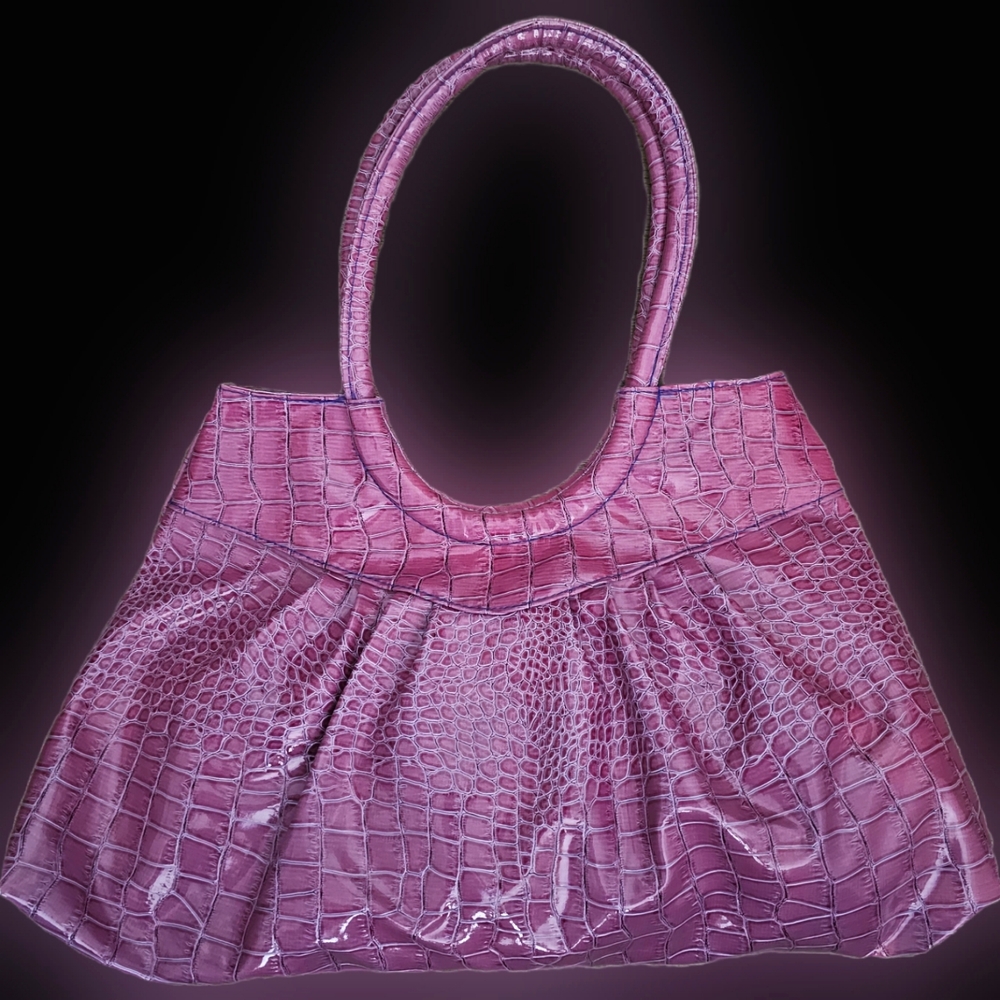 Giannini purple shoulder bag, faux leather crocodile purse